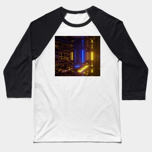 Digital Design - Yellow Blue Abstract Baseball T-Shirt